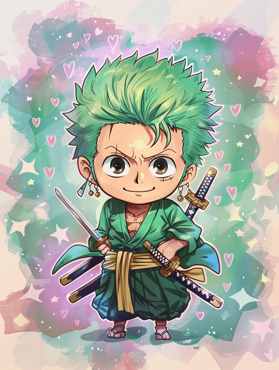 sharad6383 Adorable chibi Zoro with exaggerated big sparkling 73845a23 2b0a 47ce 882e 4b33b2e8b946 0