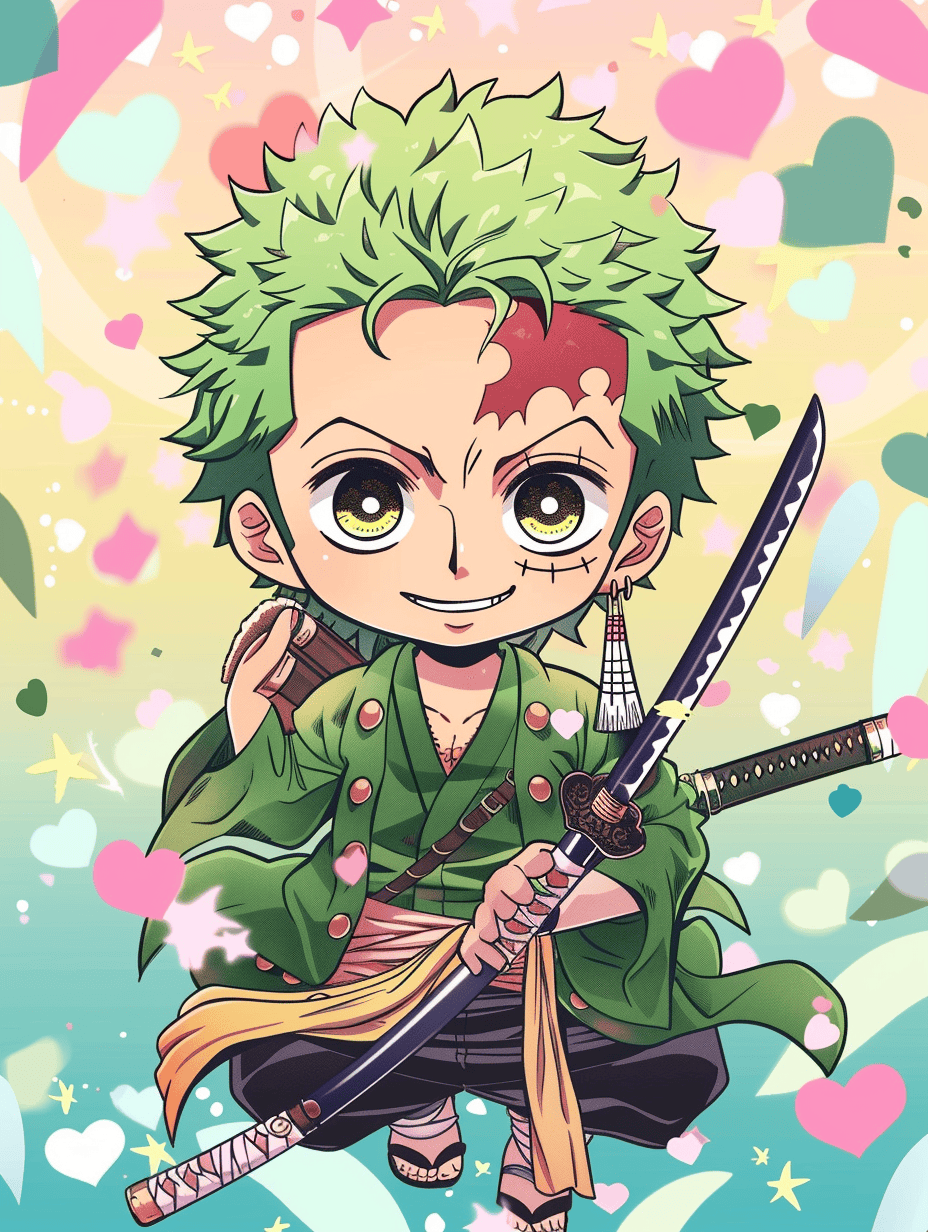 sharad6383 Adorable chibi Zoro with exaggerated big sparkling 73845a23 2b0a 47ce 882e 4b33b2e8b946 1