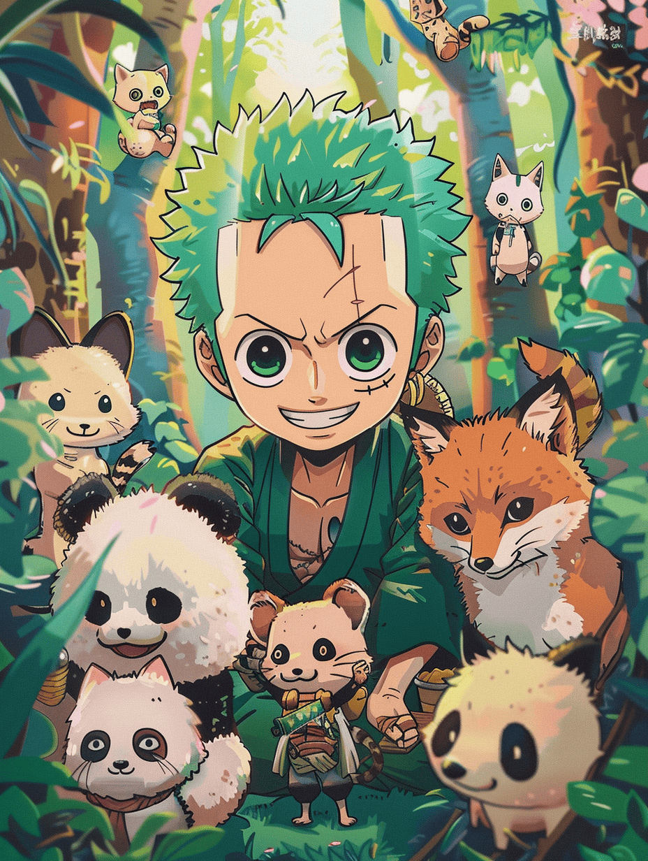 sharad6383 Zoro from One Piece surrounded by adorable chibi s aaec859a ed51 40a9 a4e7 e35096d7ac29 0