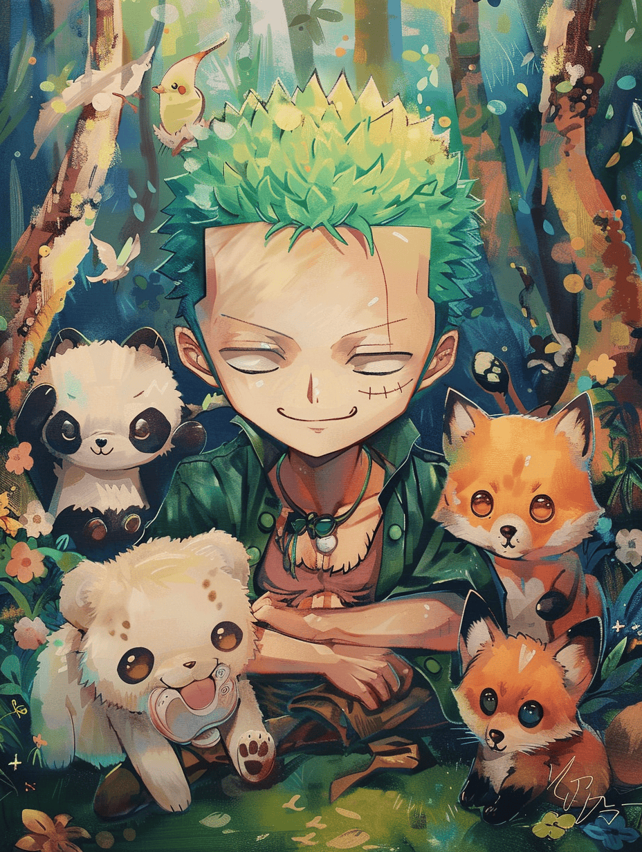 sharad6383 Zoro from One Piece surrounded by adorable chibi s aaec859a ed51 40a9 a4e7 e35096d7ac29 3